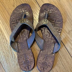 Tory Burch snakeskin flip flops